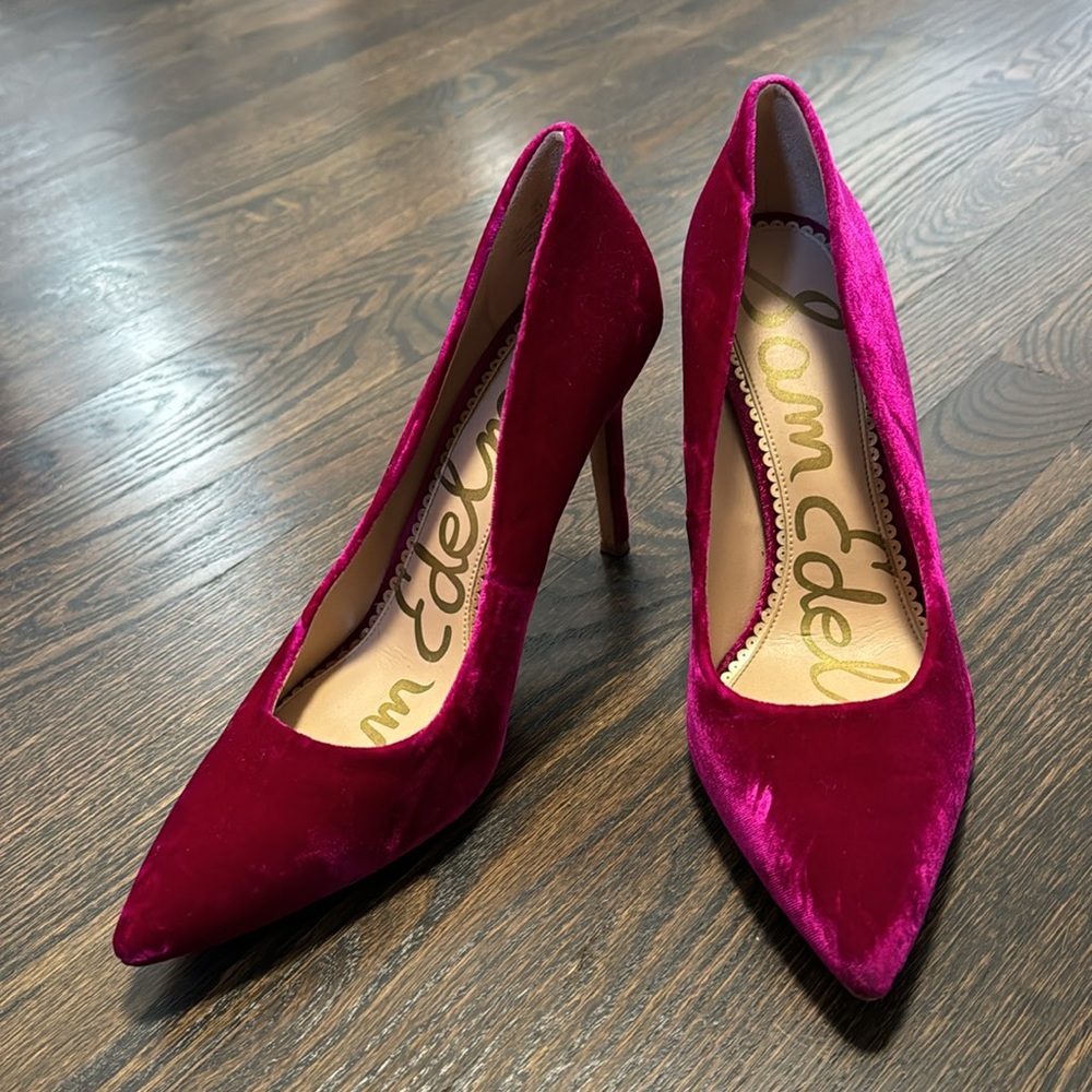 Sam Edelman Magenta Velvet Heels Women’s 9.5